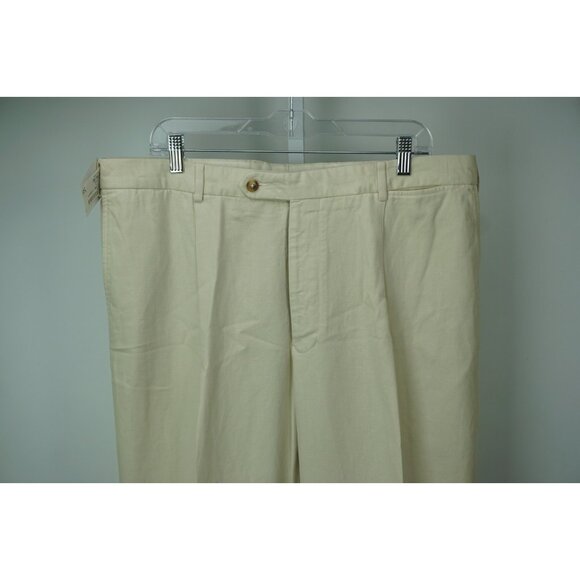 Burberry London Beige Cotton Linen Dress Pants Sz 56 NEW